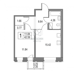 Квартира 43,3 м², 1-комнатная - изображение 1