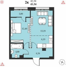 Квартира 45,3 м², 2-комнатная - изображение 1