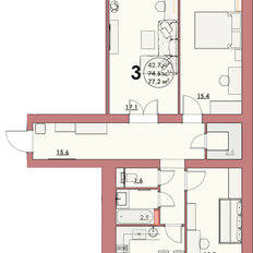 Квартира 77,2 м², 3-комнатная - изображение 2