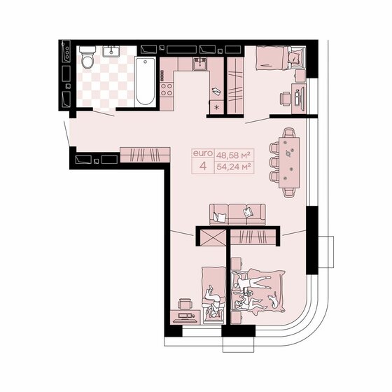 54,2 м², 4-комнатная квартира 10 522 560 ₽ - изображение 1