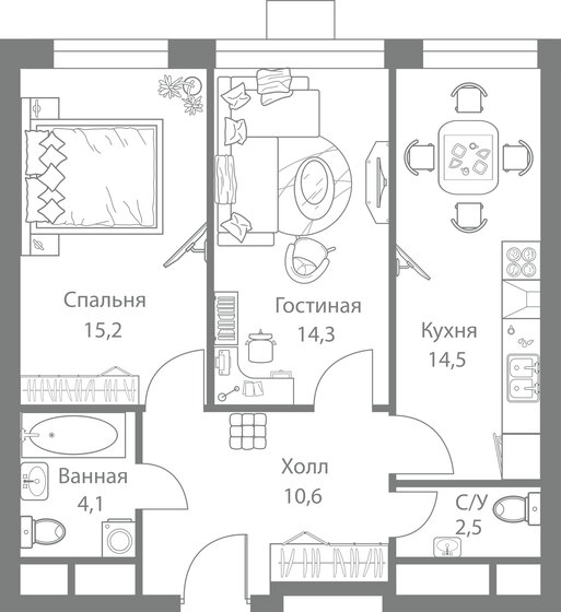 62 м², 2-комнатная квартира 19 375 776 ₽ - изображение 1