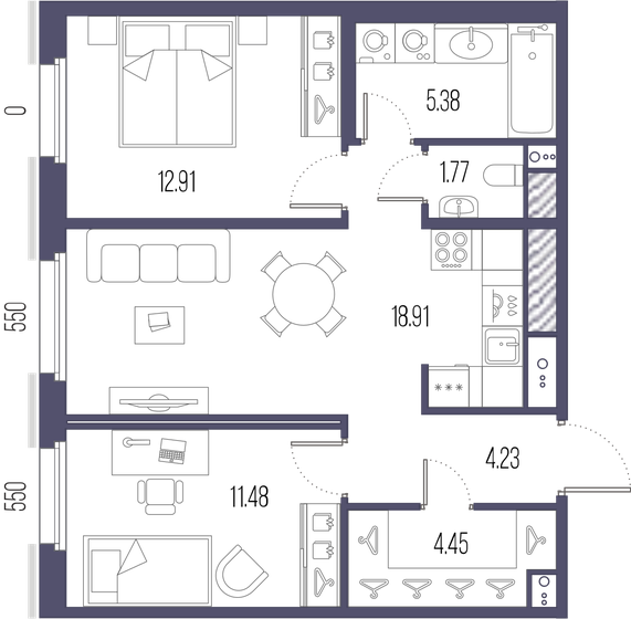 60,5 м², 2-комнатная квартира 23 846 992 ₽ - изображение 13