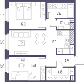 59,1 м², 2-комнатная квартира 23 123 832 ₽ - изображение 13