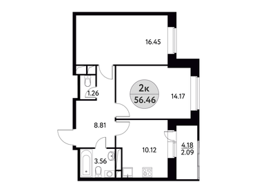 57,1 м², 3-комнатная квартира 5 190 000 ₽ - изображение 39