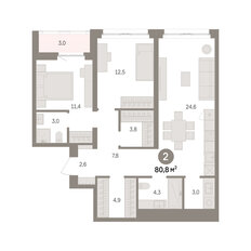 Квартира 80,8 м², 2-комнатная - изображение 2