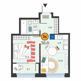 Квартира 38,8 м², 1-комнатная - изображение 1