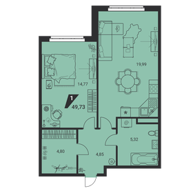 Квартира 49,7 м², 1-комнатная - изображение 1