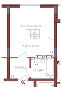 Квартира 28,8 м², 1-комнатная - изображение 1