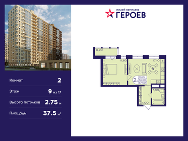 Квартира 37,5 м², 2-комнатная - изображение 1