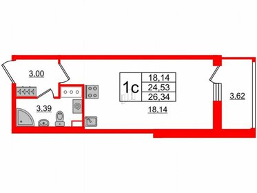 25,2 м², квартира-студия 4 750 000 ₽ - изображение 93