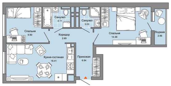 64 м², 3-комнатная квартира 5 100 000 ₽ - изображение 56