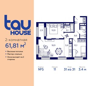 70,8 м², 2-комнатная квартира 10 890 000 ₽ - изображение 47