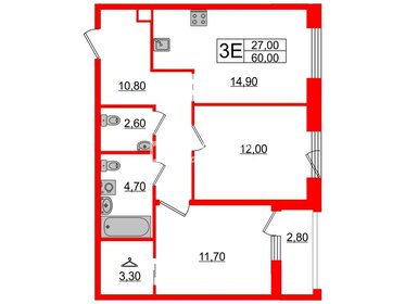 59 м², 3-комнатная квартира 11 780 600 ₽ - изображение 42