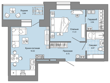 57,7 м², 2-комнатная квартира 4 800 000 ₽ - изображение 59