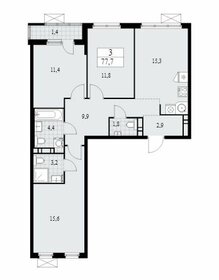 Квартира 77,6 м², 3-комнатная - изображение 1