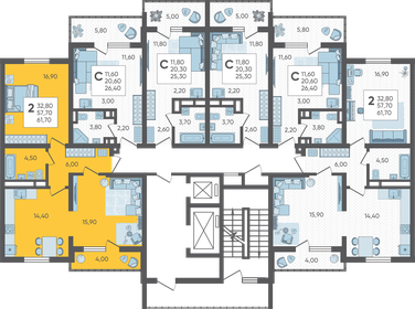 61,8 м², 2-комнатная квартира 16 407 900 ₽ - изображение 27