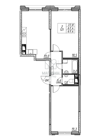 67,4 м², 3-комнатная квартира 17 500 000 ₽ - изображение 41