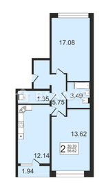 Квартира 56,6 м², 2-комнатная - изображение 1