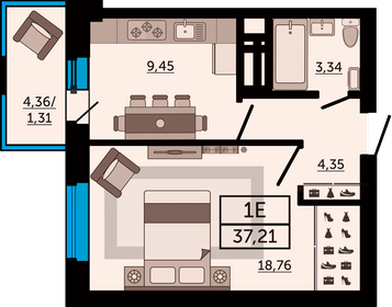 Квартира 37,2 м², 1-комнатная - изображение 1