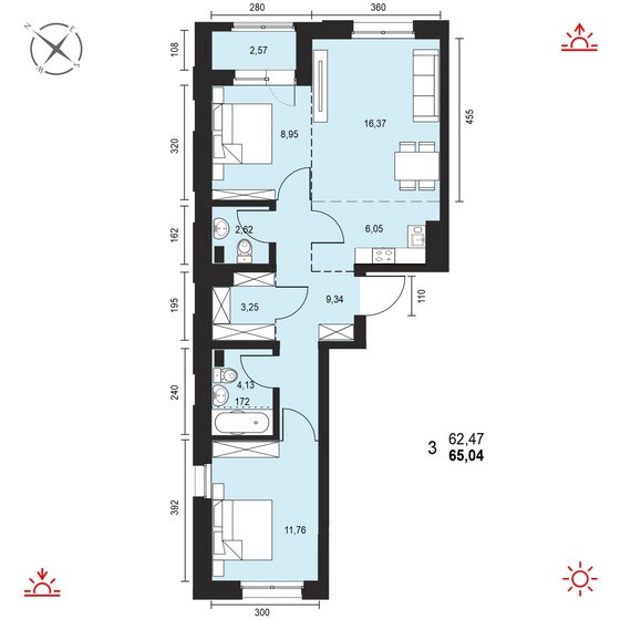 65 м², 3-комнатная квартира 7 770 000 ₽ - изображение 11