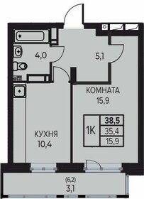 38,4 м², 1-комнатная квартира 5 361 000 ₽ - изображение 37