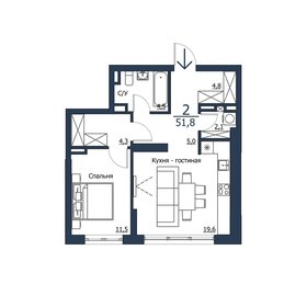 Квартира 51,8 м², 2-комнатная - изображение 1