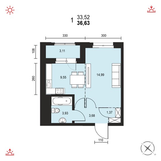 36,6 м², 1-комнатная квартира 5 670 000 ₽ - изображение 1