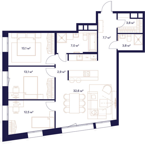 96,5 м², 3-комнатная квартира 49 318 500 ₽ - изображение 1