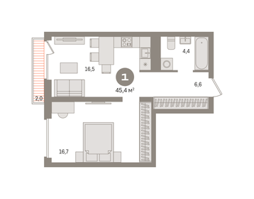 50,7 м², 1-комнатная квартира 10 110 000 ₽ - изображение 72