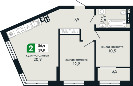 75 м², 4-комнатная квартира 8 700 000 ₽ - изображение 48