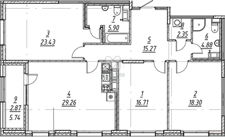 Квартира 118,9 м², 4-комнатная - изображение 2