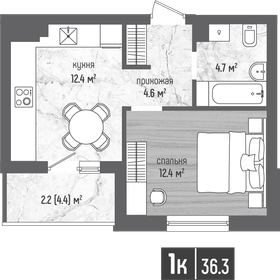 Квартира 36,3 м², 1-комнатная - изображение 1