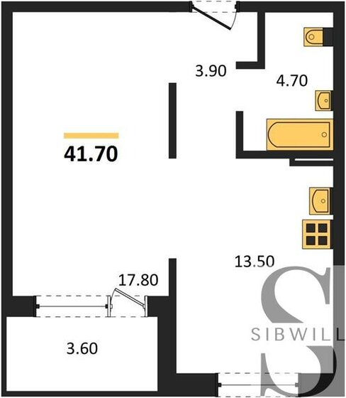 41,7 м², 1-комнатная квартира 6 160 000 ₽ - изображение 1