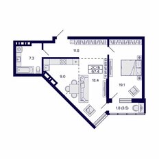 Квартира 67,4 м², 2-комнатная - изображение 2