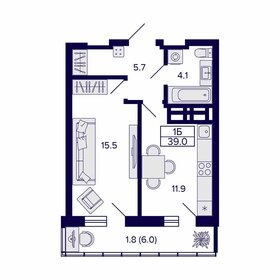 39,1 м², 1-комнатная квартира 7 710 000 ₽ - изображение 43