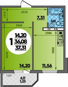 Квартира 37,3 м², 1-комнатная - изображение 1