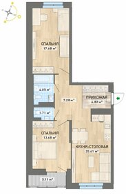 Квартира 72,7 м², 2-комнатная - изображение 1