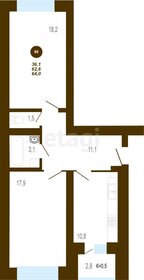 Квартира 64 м², 2-комнатная - изображение 1