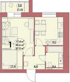 37,2 м², 1-комнатная квартира 3 100 000 ₽ - изображение 24