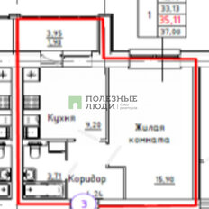 Квартира 37,1 м², 1-комнатная - изображение 3