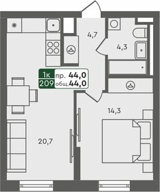 44 м², 1-комнатная квартира 5 010 000 ₽ - изображение 19