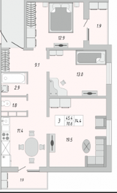 Квартира 74,4 м², 3-комнатная - изображение 1