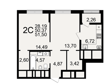 53 м², 2-комнатная квартира 3 700 000 ₽ - изображение 46