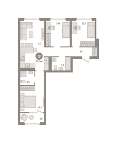 76,2 м², 3-комнатная квартира 14 030 000 ₽ - изображение 56