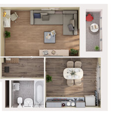 Квартира 45,4 м², 1-комнатная - изображение 2