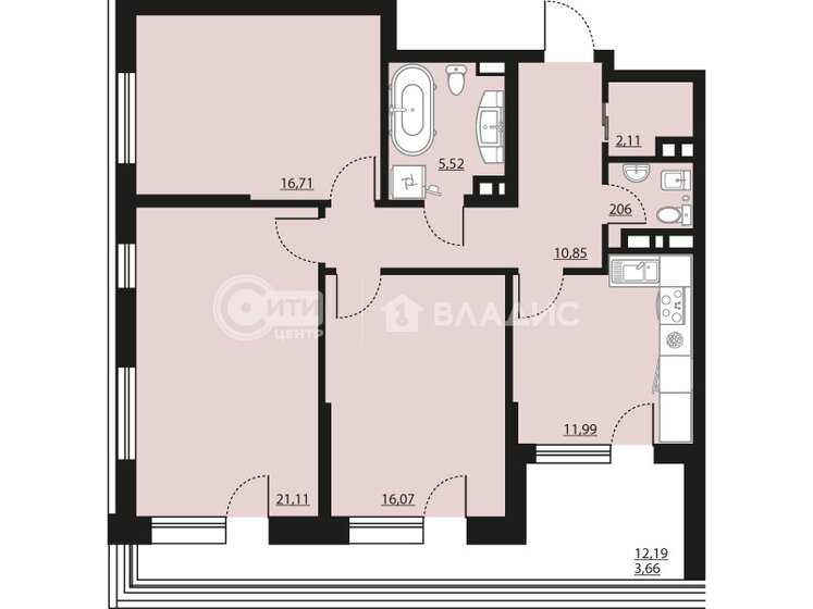 90,1 м², 3-комнатная квартира 11 901 370 ₽ - изображение 23
