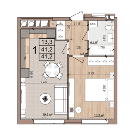 Квартира 41,2 м², 1-комнатная - изображение 1