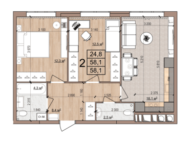 62 м², 3-комнатная квартира 3 500 000 ₽ - изображение 101
