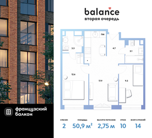 58,9 м², 3-комнатная квартира 13 250 000 ₽ - изображение 148
