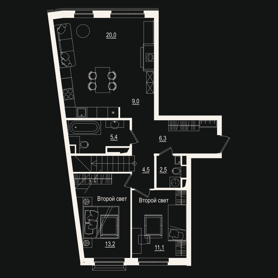 128,5 м², 4-комнатная квартира 30 762 184 ₽ - изображение 1